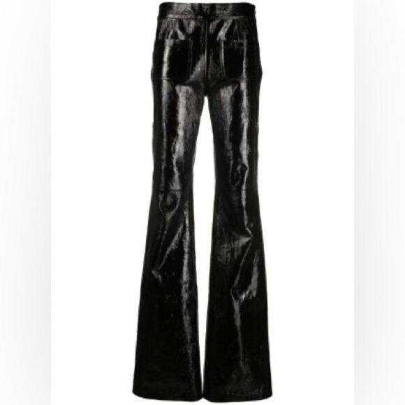 Rare! Dorothee Schumacher Lamb Leather Brown Pants Trousers Wide Leg Size XS - Picture 2 of 11